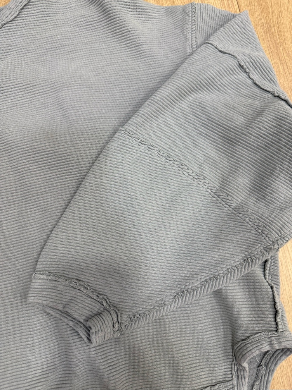 We The Free Gray Ribbed Oversized Pullover Sweatshirt Size L - Picture 3 of 7